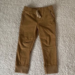 Tan Casual Elastic Waist Pants